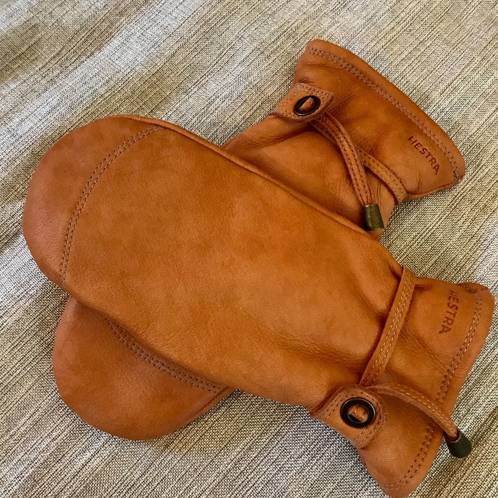 HESTRA Soft Brown Leather Mittens